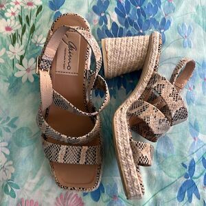 Gaimo Snakeskin Print Espadrille Sandal Heels - 37